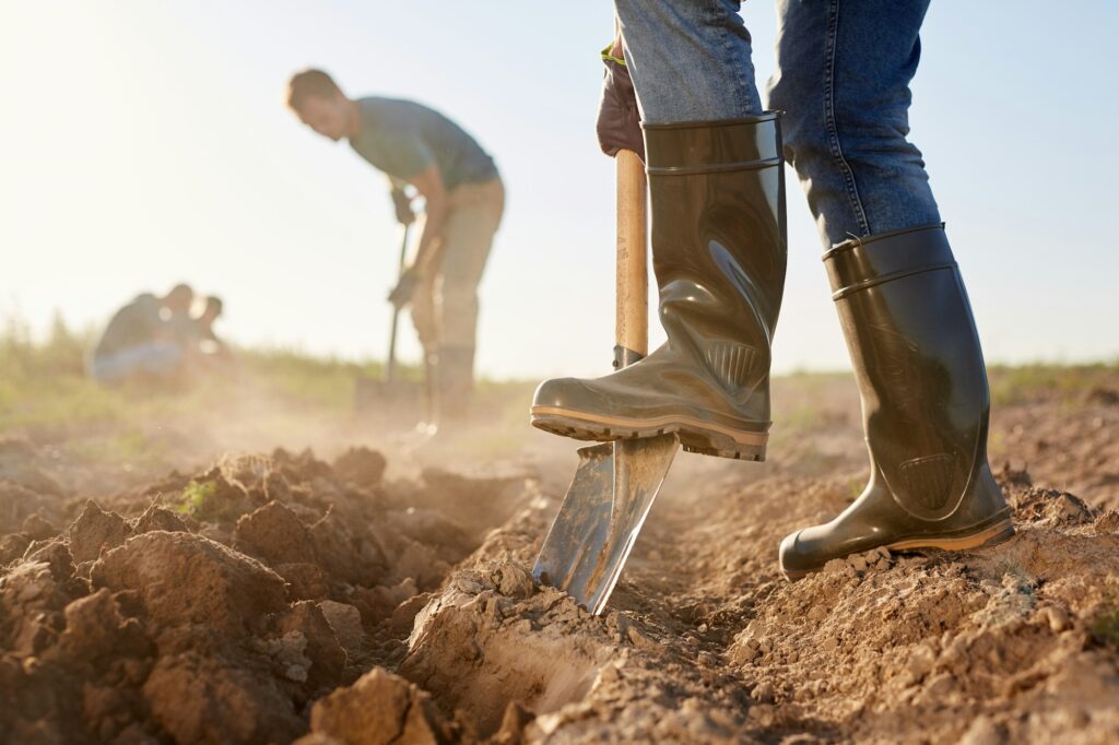 Plantation Worker Wearing Rubber Boots Close Up